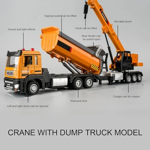 Crane with Dump Truck - Yellow Alloy