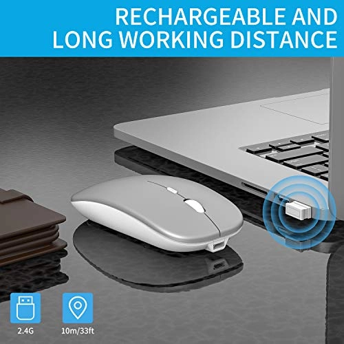 Slim Silent Rechargeable Optical Mouse - Wireless