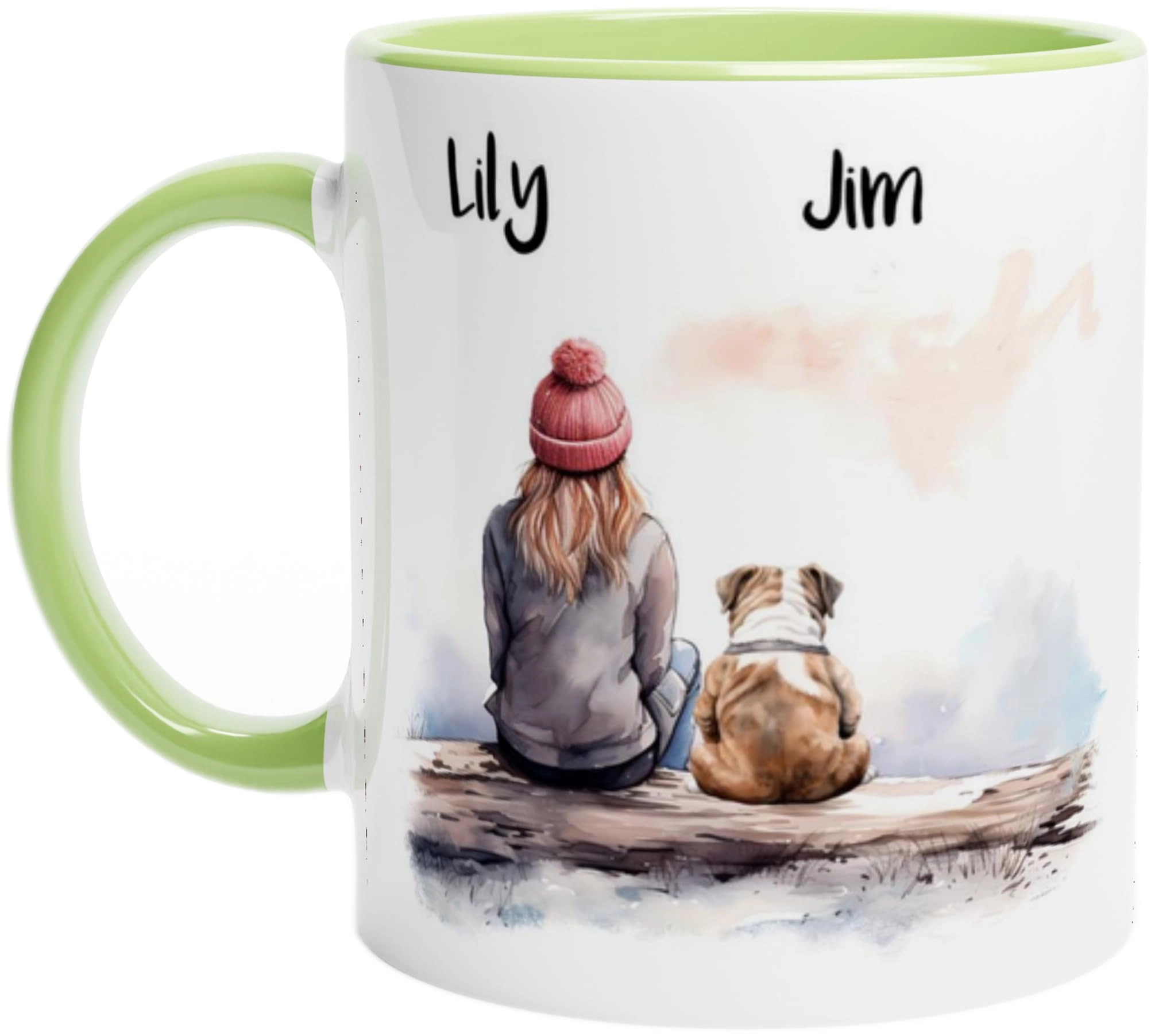 engravables Winter Woman & Dog Mug - Personalised Ceramic