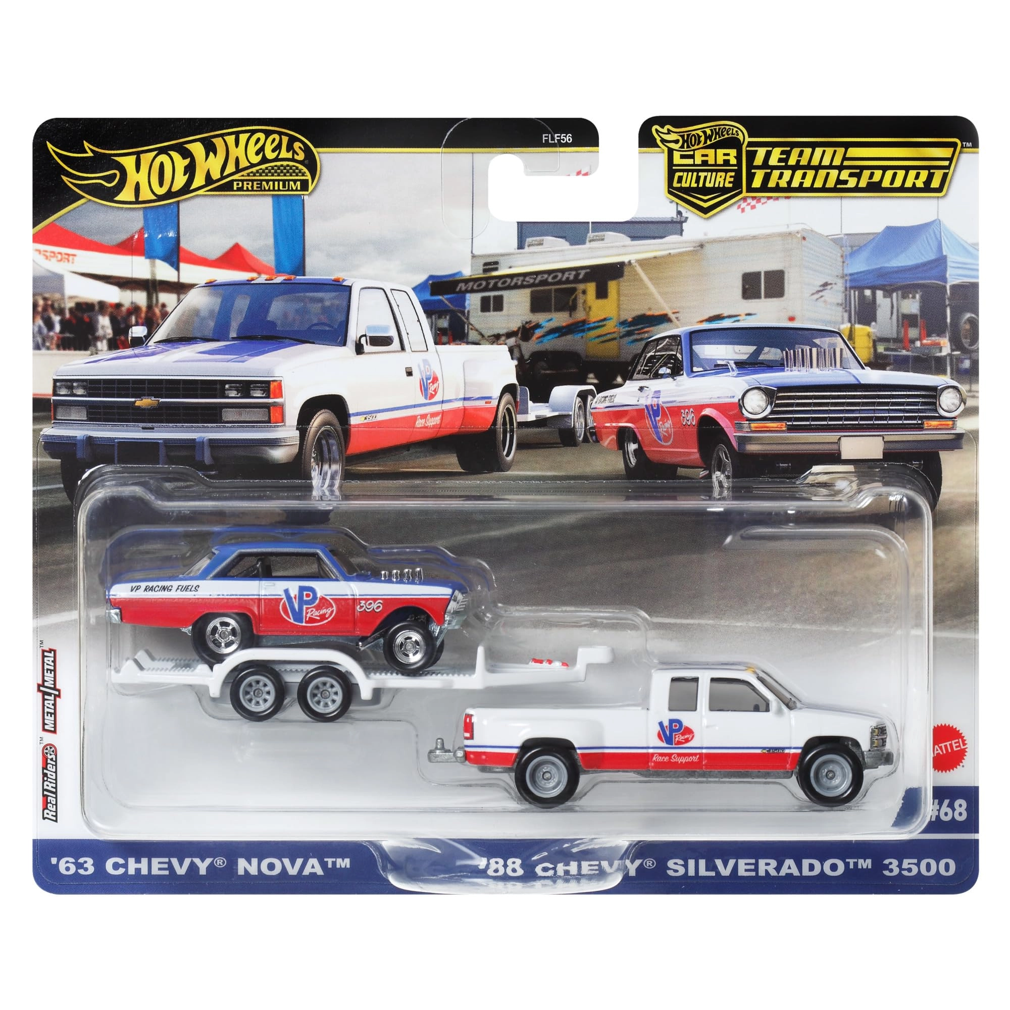 Hot Wheels Team Transport '63 Chevy Nova & '88 Chevy Silverado Set - 1:64