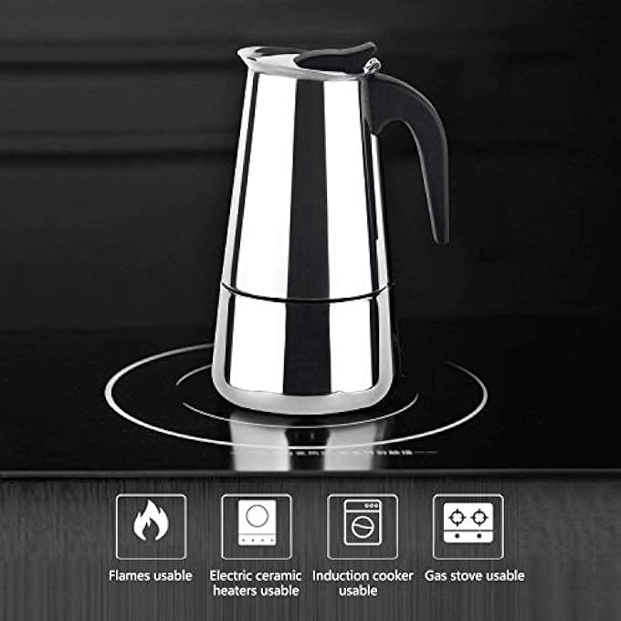 Moka Pot - 6 Cup Stainless Steel Stovetop