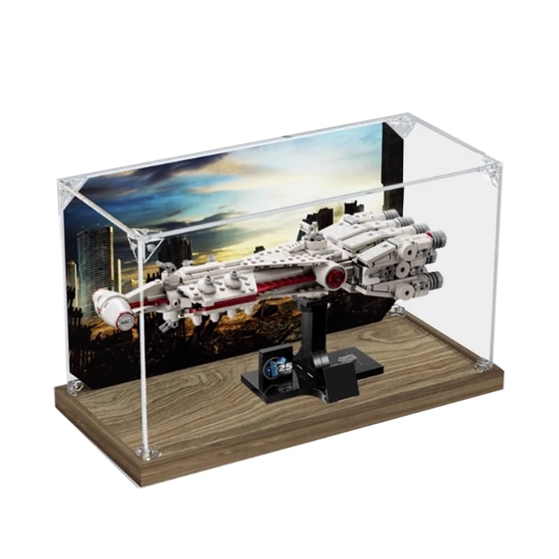 HCAEIOFJ Display Case - for 75376 35x15x20cm Wood Bottom+Background