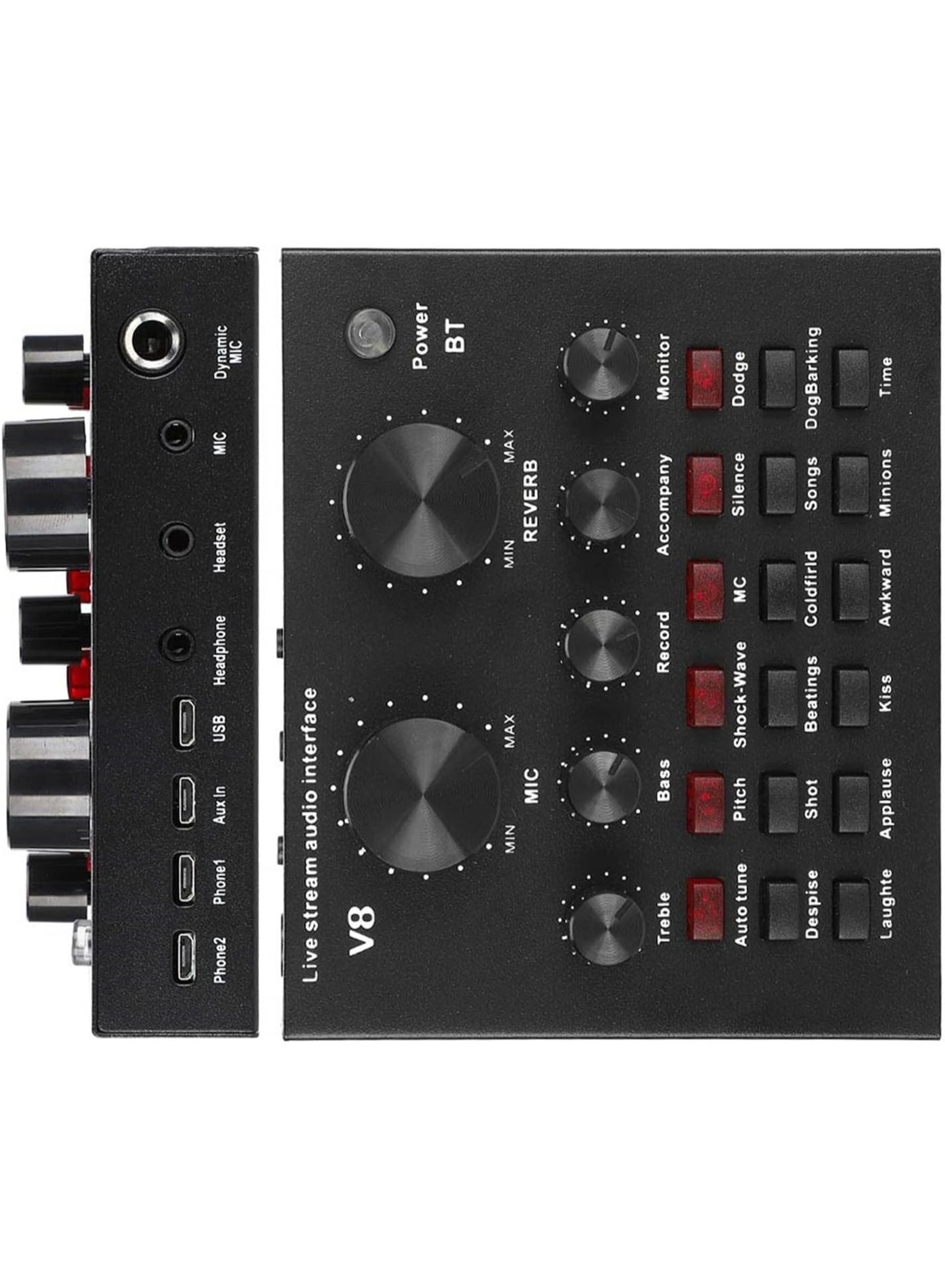 V8 Audio Mixer Sound Card - Bluetooth 5.0 112 Sound Effects
