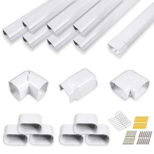 Mini Split Line Set Cover - fits for most central AC, ductless mini split air conditioners, and heat pumps of 7000 BTU, 9000 BTU, 12000 BTU, 18000 BTU, and 24000 BTU