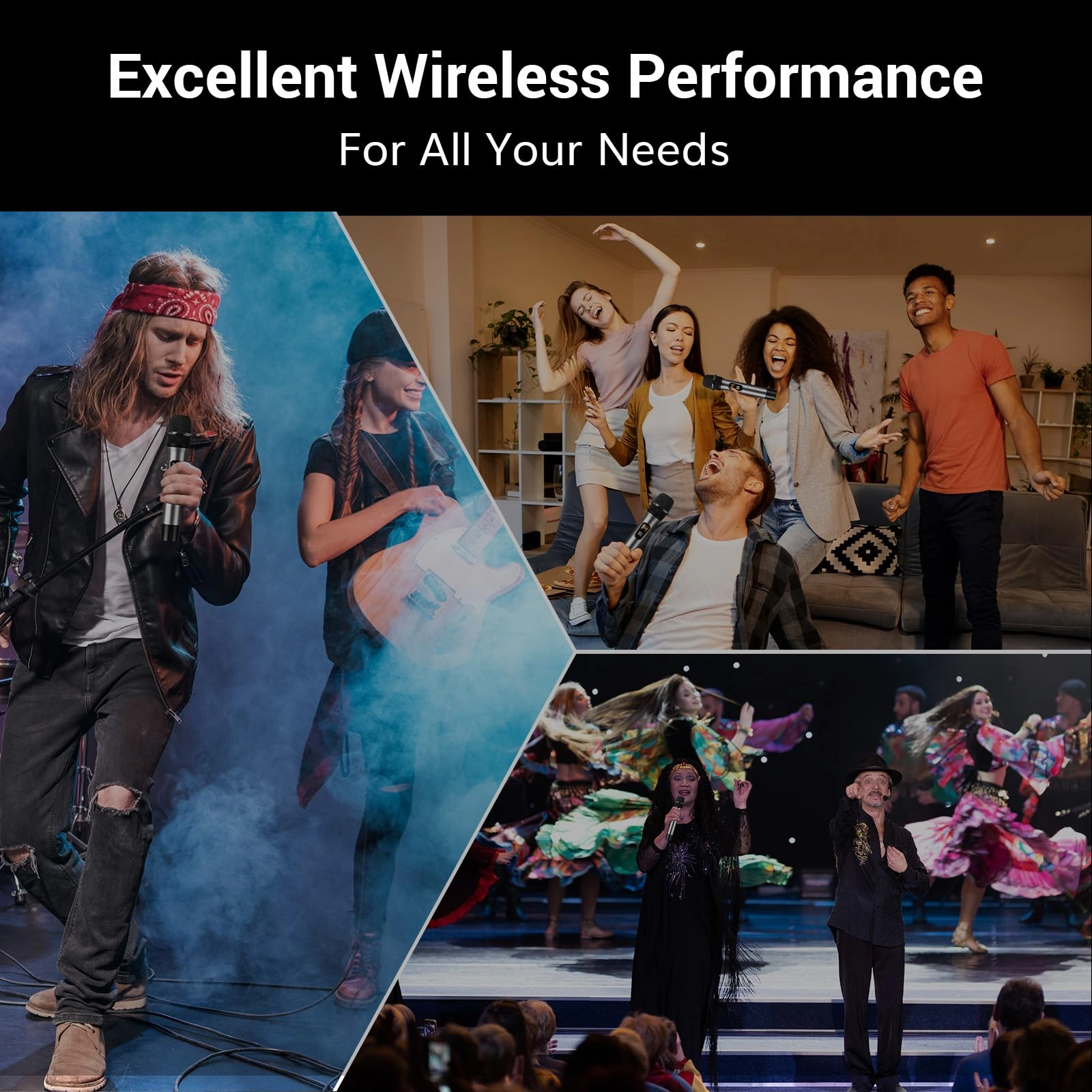 Wireless Microphones System - 4 UHF