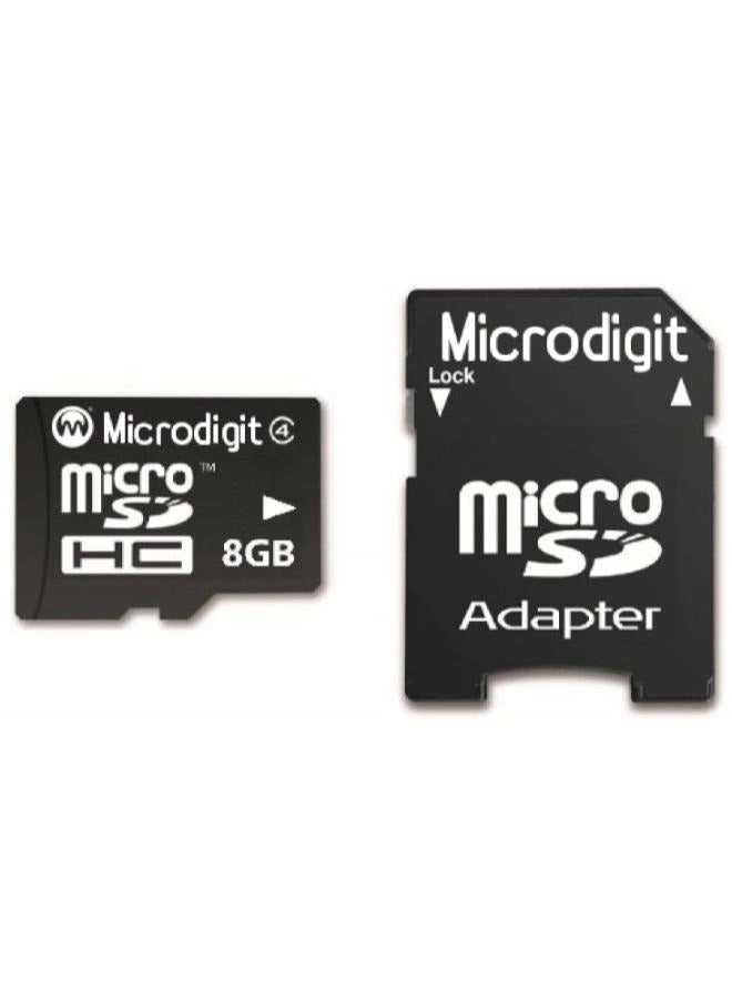 Microdigit Micro SD Memory Card - 8GB + SD Adaptor