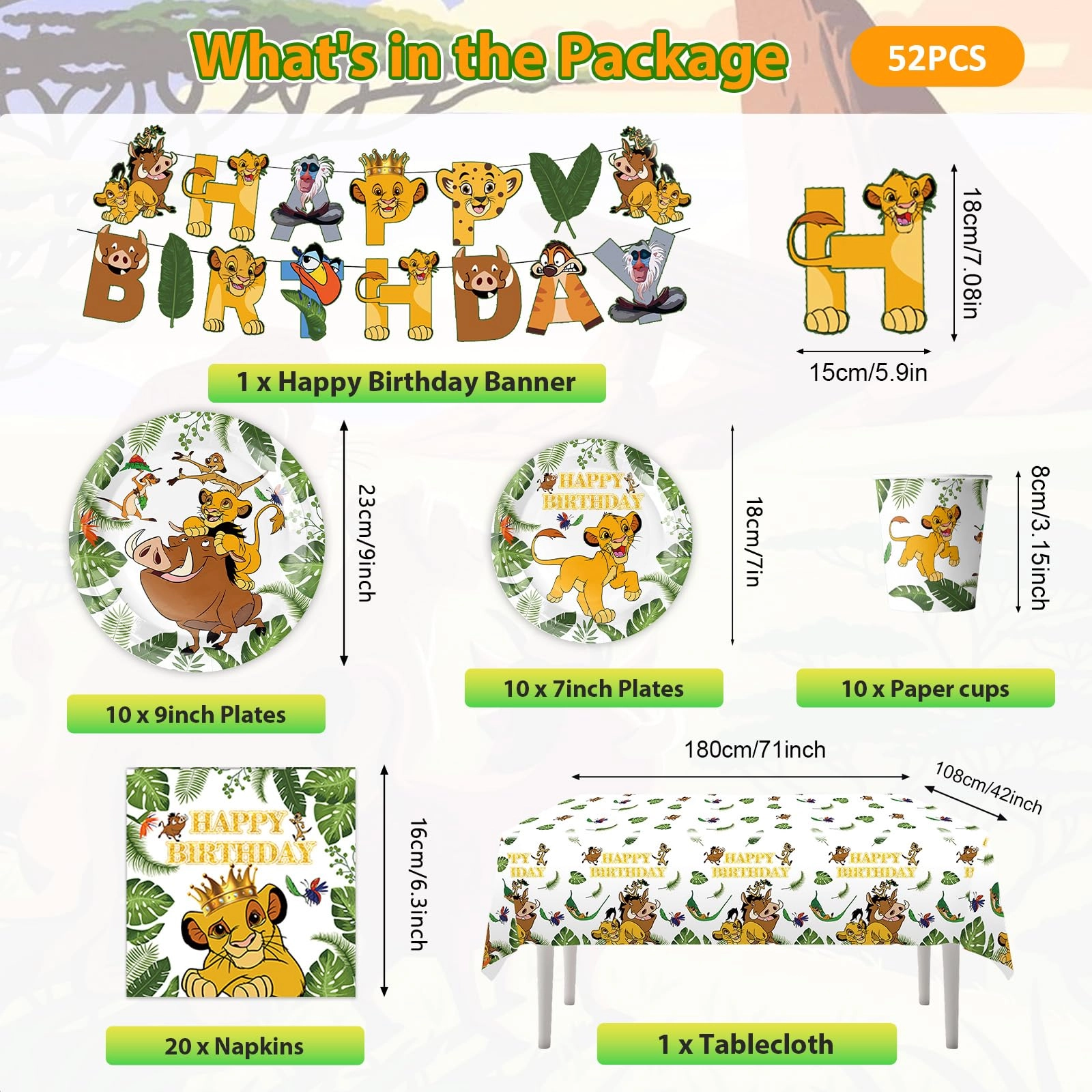 Party Tableware Set - 52PC Birthday