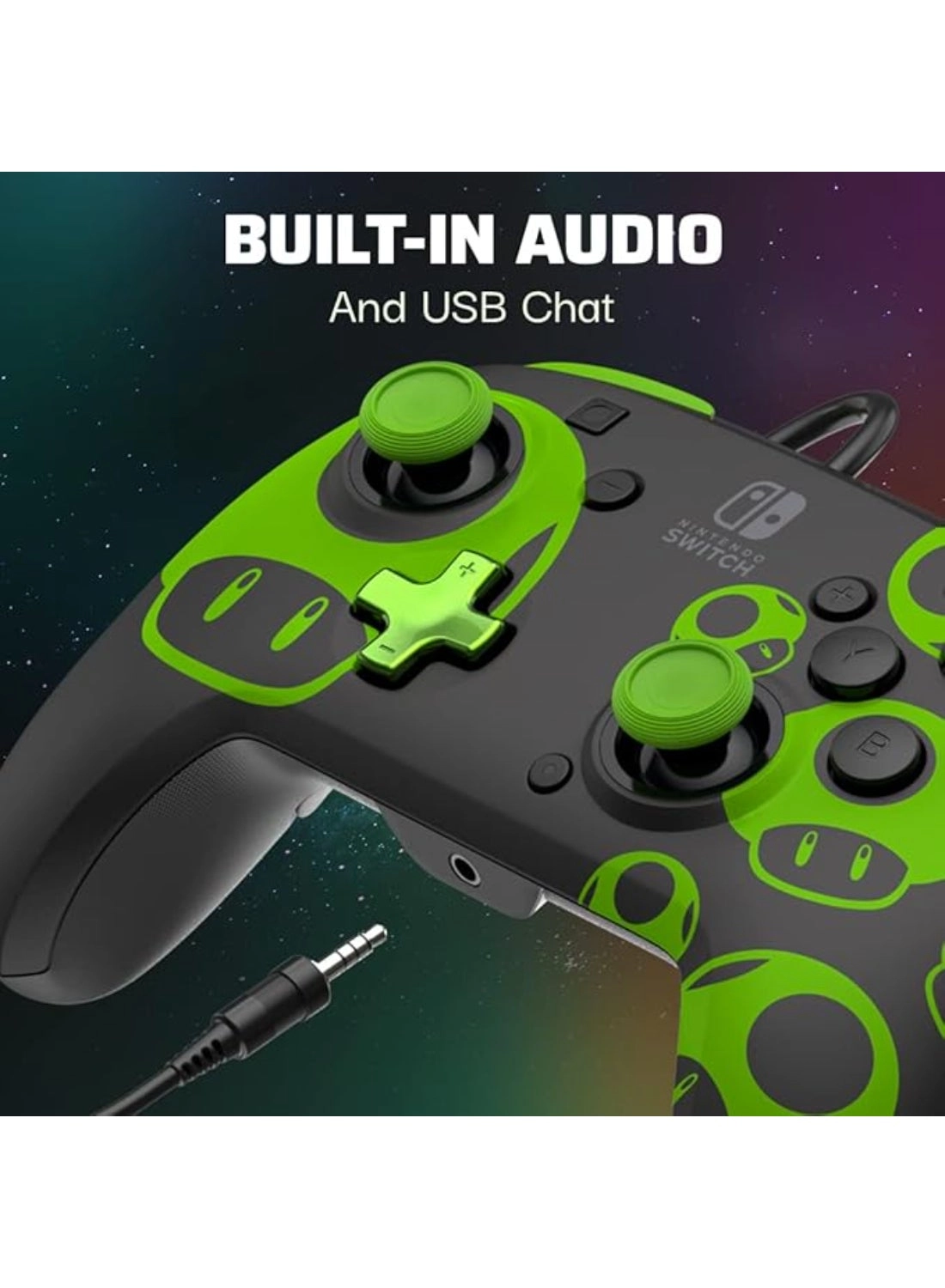 Nintendo Switch Sheikah Shoot Rematch Glow Wired Controller Black/Blue