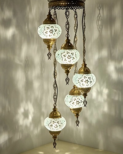 5-Globe Mosaic Ceiling Chandelier