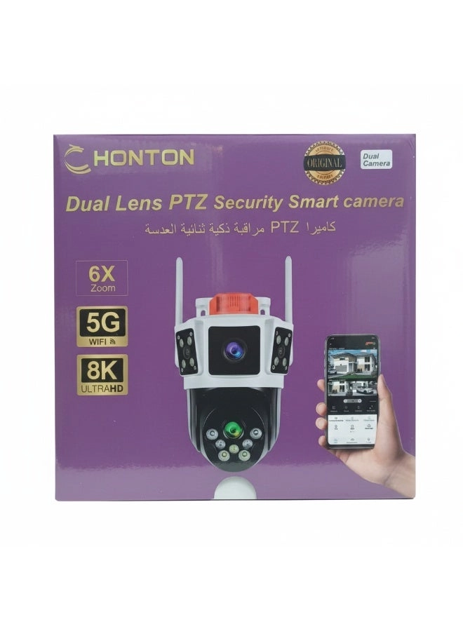 Solar Powered Multi-lens Warning Camera - 12MP 5G Wi-Fi 10X Zoom