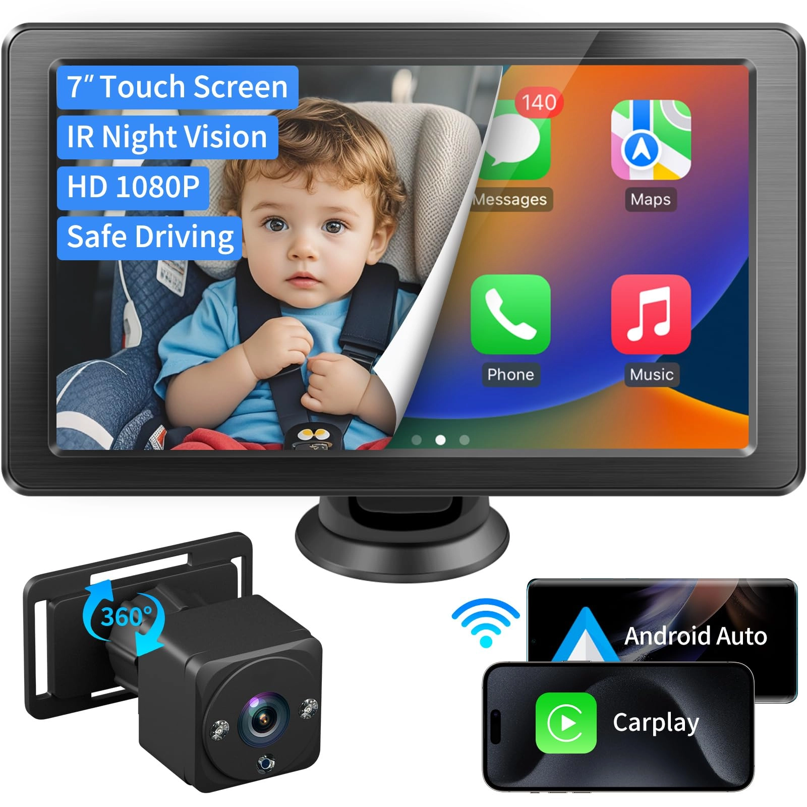 Faninso Baby Car Camera - 7 inch