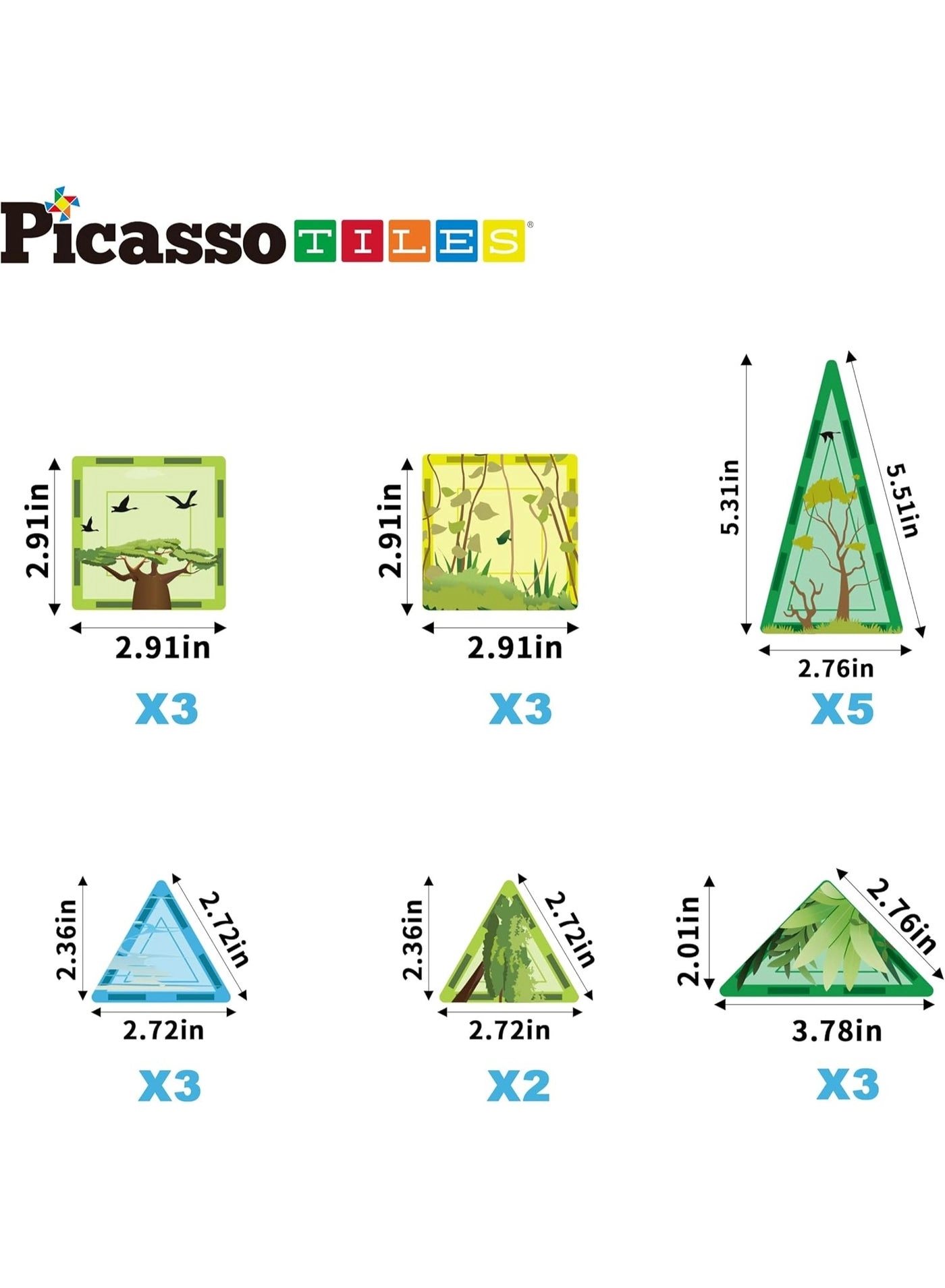 Magnet Tile Building Blocks Safari Themed Playset - 8 Animal Character Action Figures Safari 26 pcs