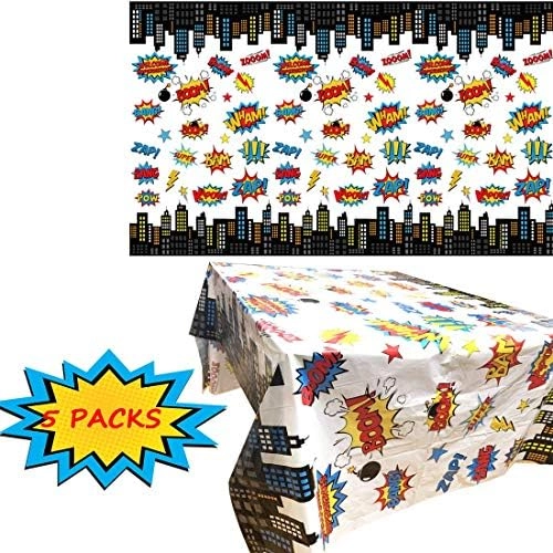 Superhero Plastic Table cover - 5 Pack