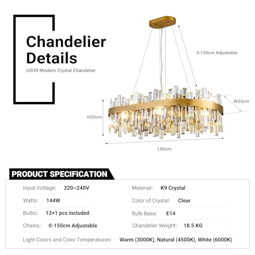 Crystal Chandelier - 2700K 4500K 6000K