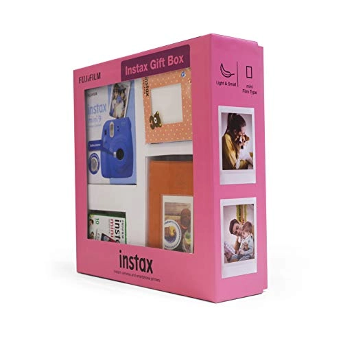Instax Mini 9 - Clear Purple Selfie Mirror + Instax Mini Film Pack - 10x1 + Instax Photo Bunting + Instax Photo Album + Batteries + Camera Strap + Warranty Card + Instruction Manual