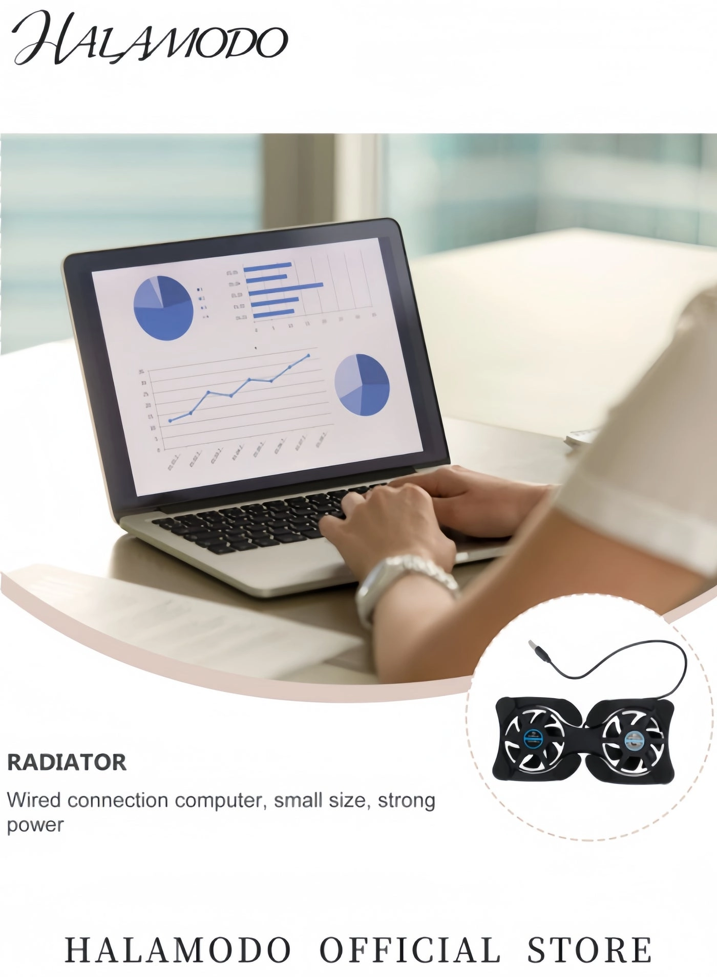 Laptop Cooling Stand - 2 Fans Ultra Slim Black