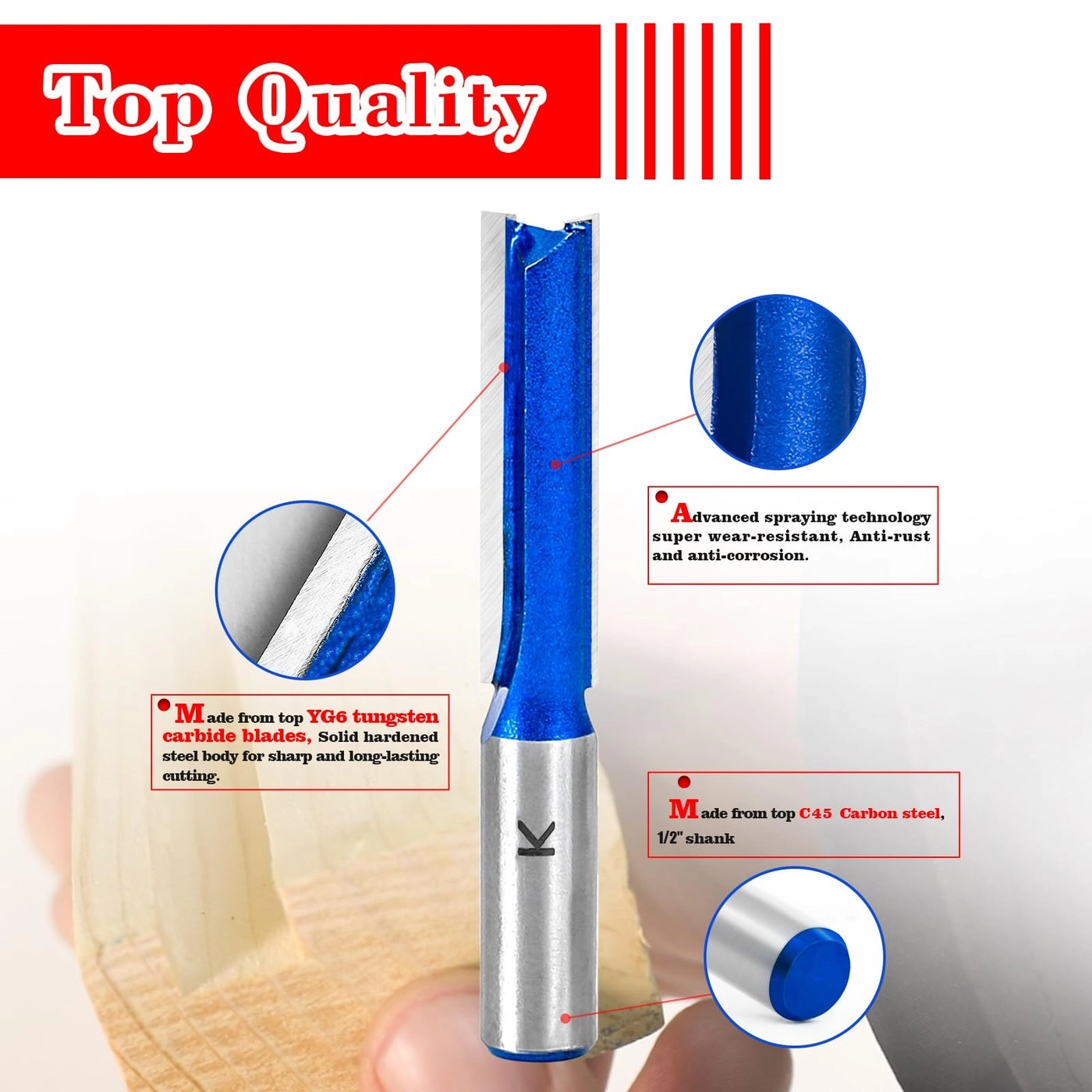 Straight Router Bit Set - 1/2" 1/2 Shank 3Pcs