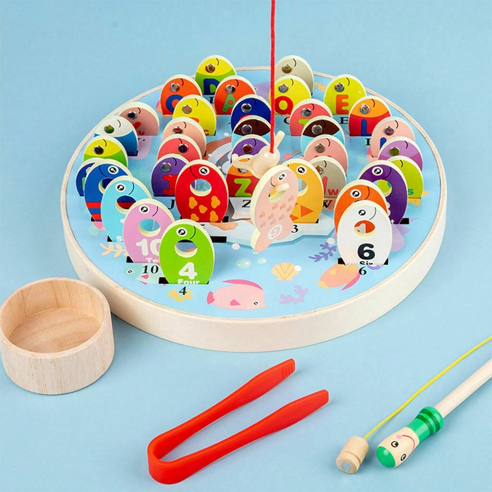 Wooden Alphabet Number Magnetic Fishing Game - Suitable for 3 years and above