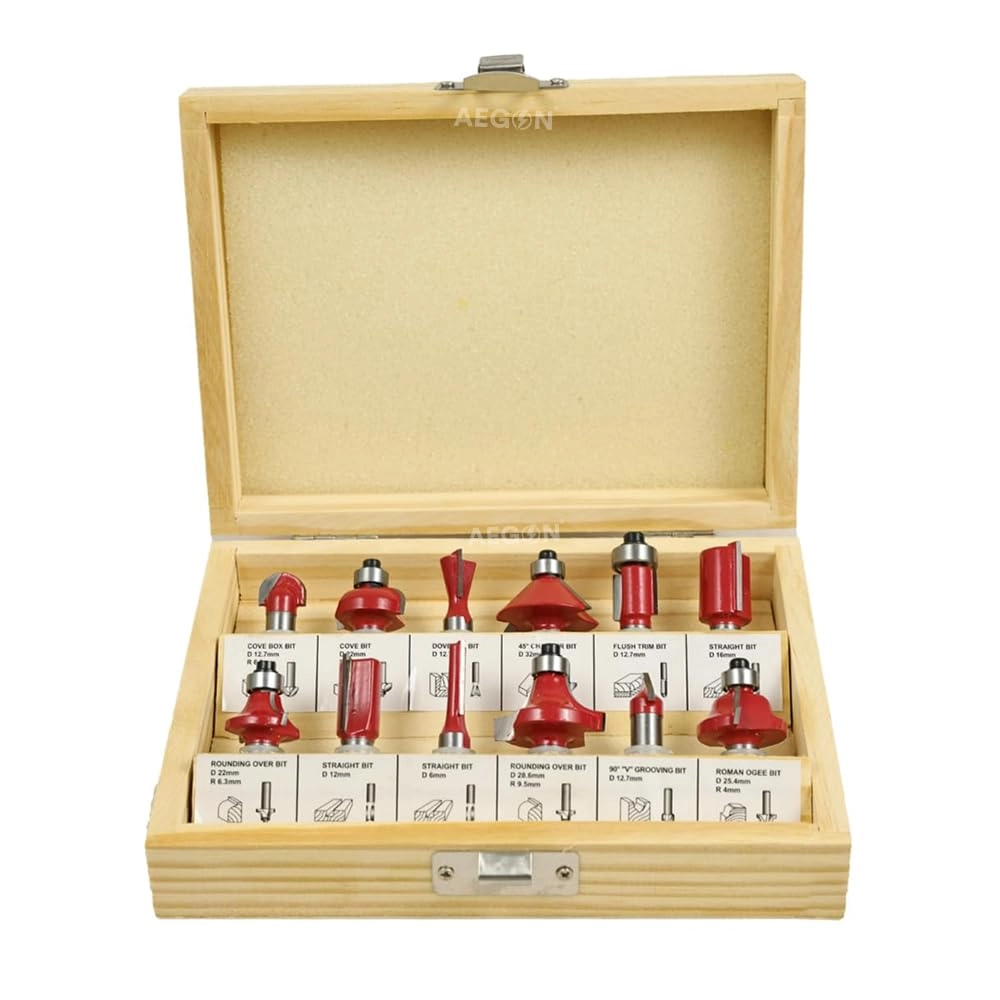 Router Bit Set - 8mm 12Pcs