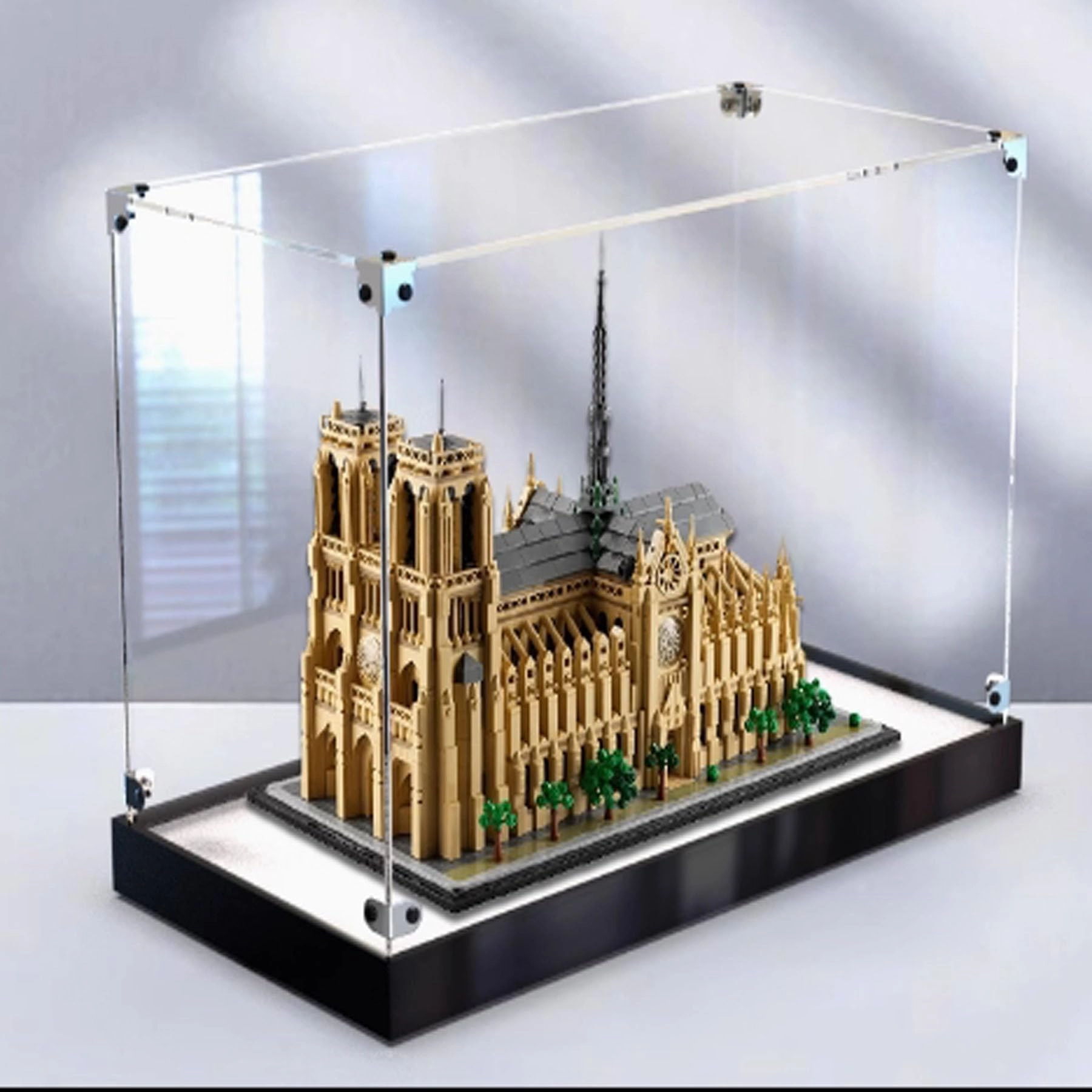FEIRUBO Acrylic Display Box - Compatible with 21061 Notre Dame de Paris Black Base