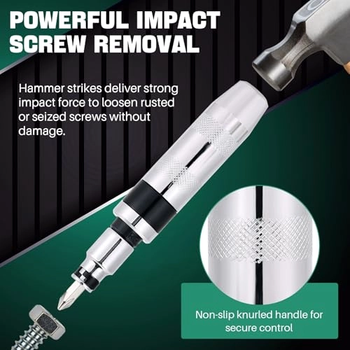 1/2" Drive Manual Impact Driver Slotted and Phillips Screwdriver Set (13 Pcs)