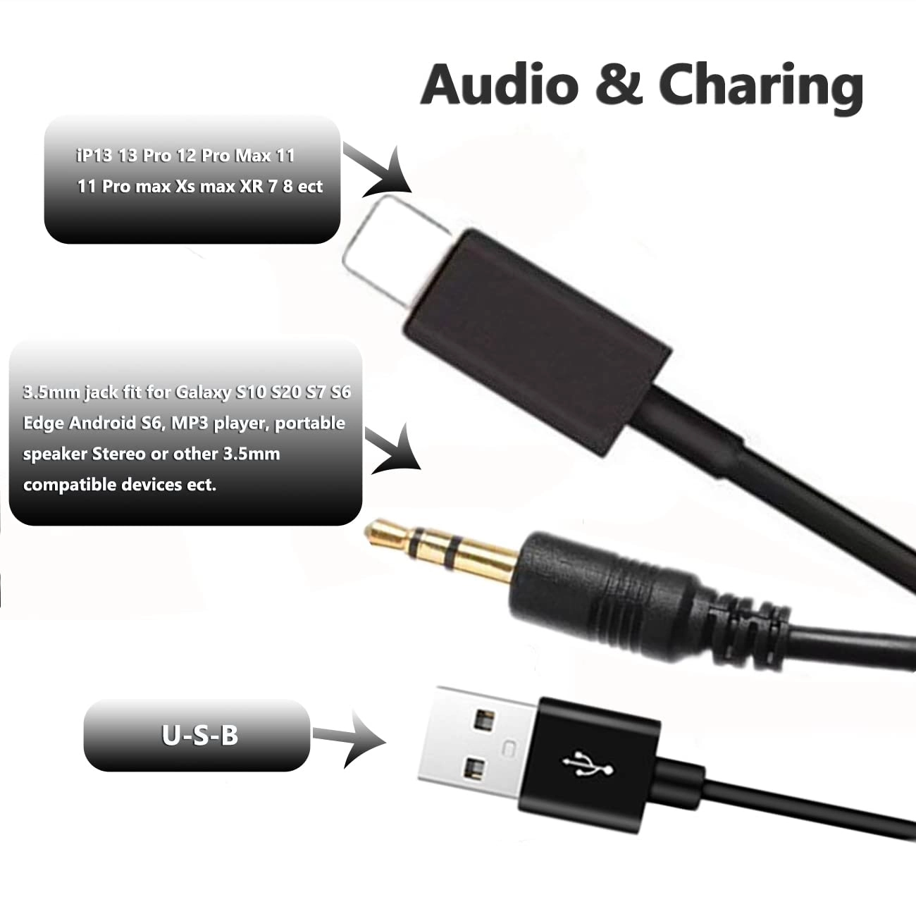 Auxillary Input Connector Car AUX Cable - 3.5mm