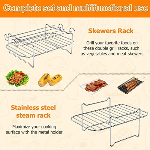 Air Fryer Racks - Stainless Steel, Plastic, Silicone 4 Pcs