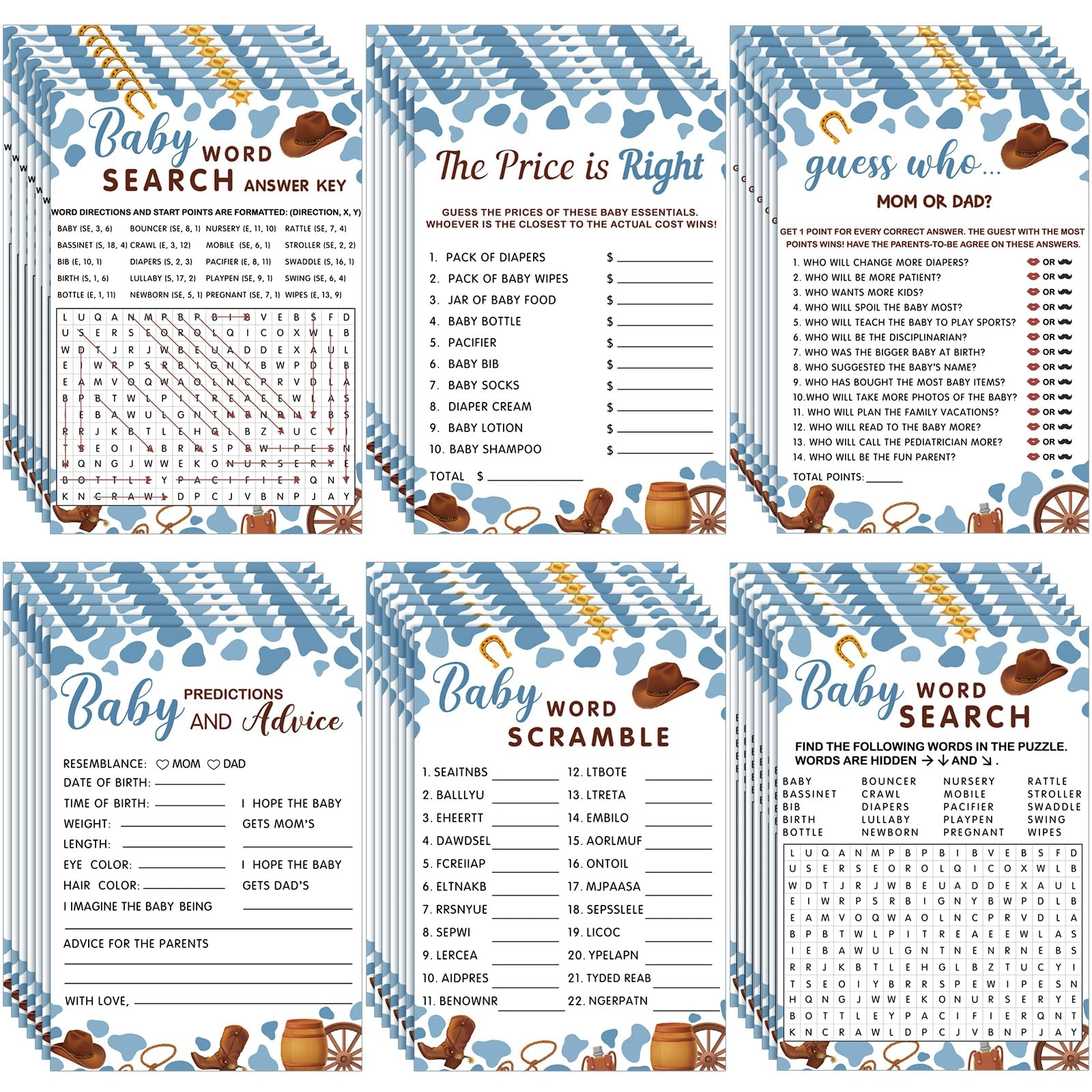 Jetec Baby Shower Games - 302 pieces 12 years and up English