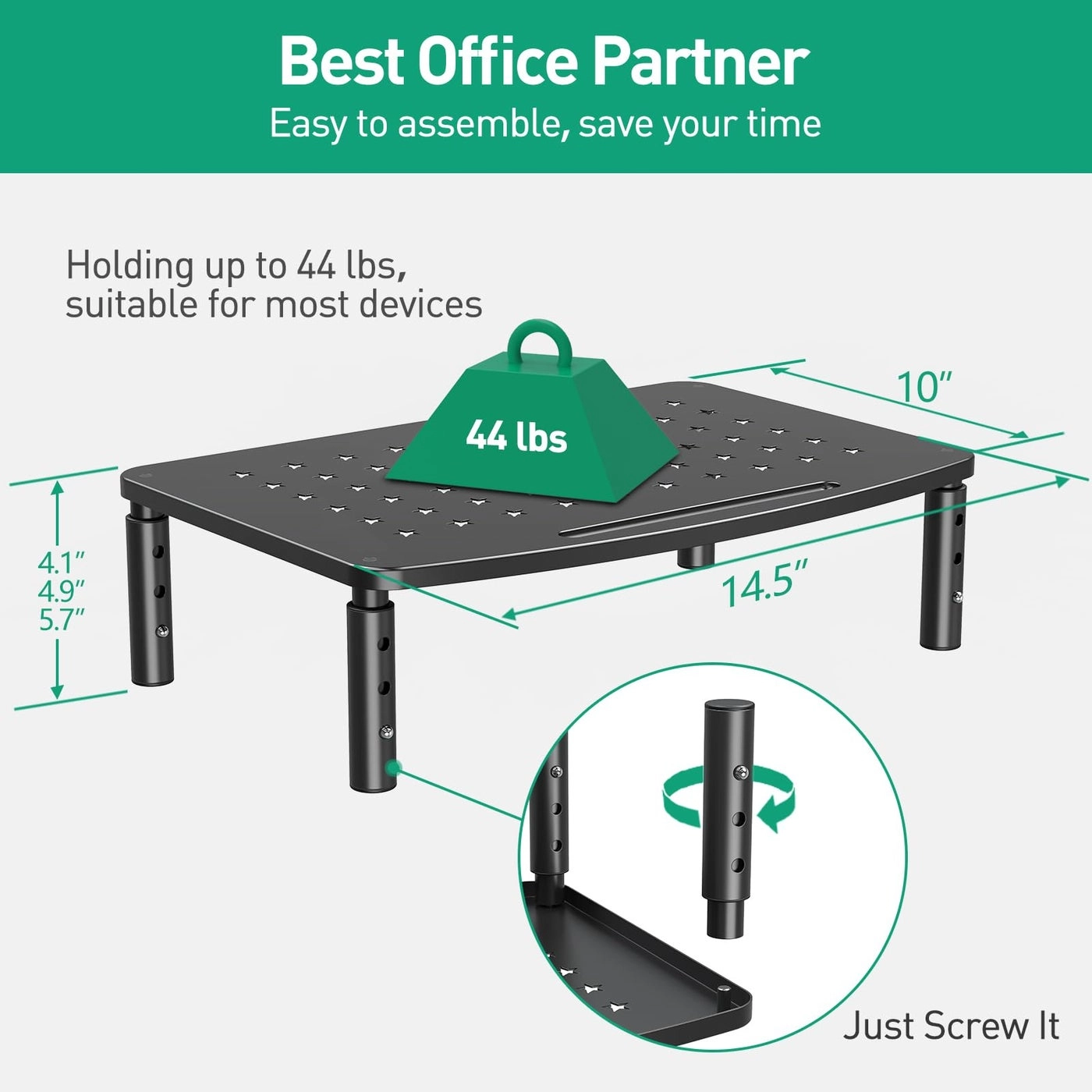 Monitor Stand Riser - Metal Drawer 3 Height Adjustable Phone Holder Pack