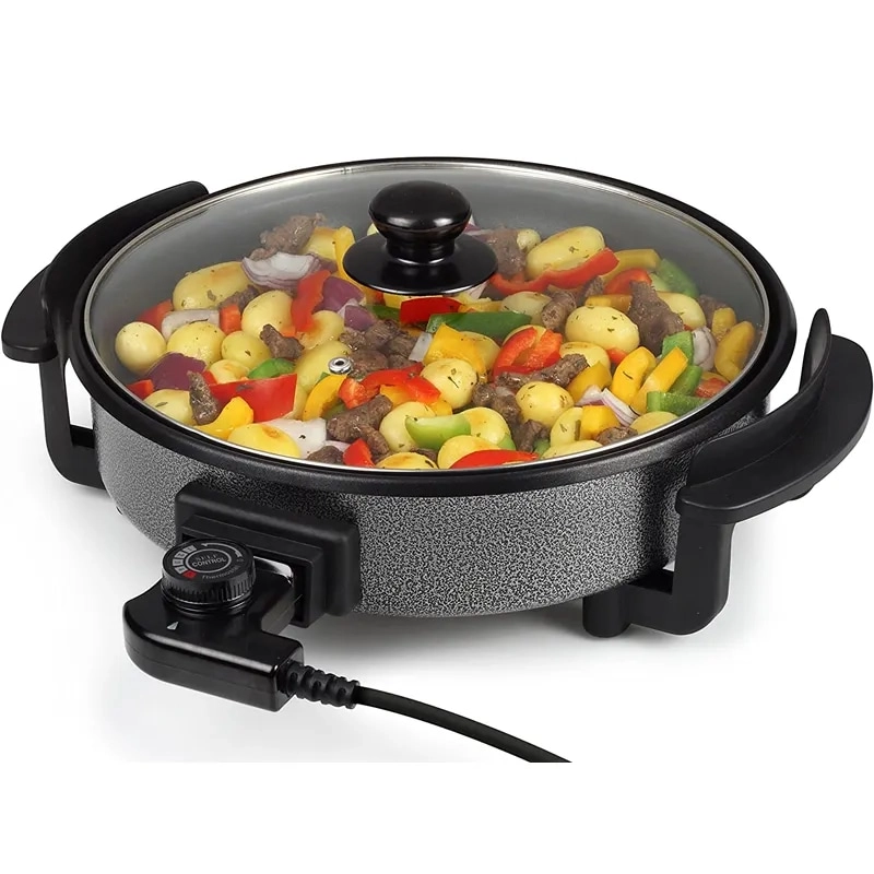 khomat Multi-Function Electric Heat Pan - 12-Inch Non-Stick Adjustable Temperature Control