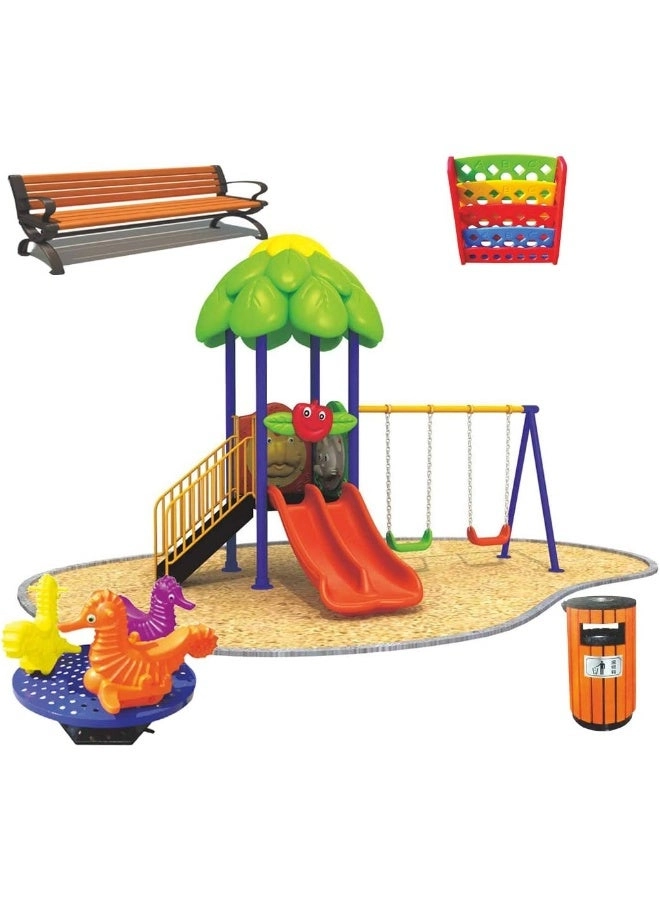 Multi Purpose Kids Outdoor Playing Equipments - 770x320x280cm 2+ Years