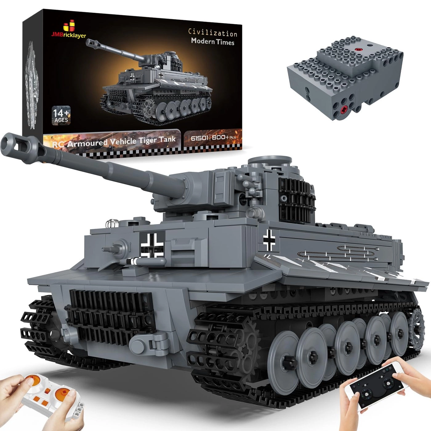 JMBricklayer RC Tiger Tank (61501) - WW2 Armed