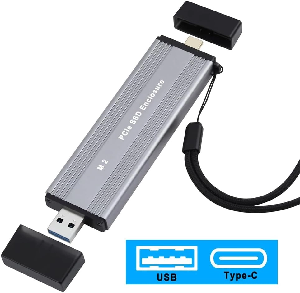 M.2 SSD Enclosure - NVMe SATA Dual Protocol 10Gbps USB-C/A