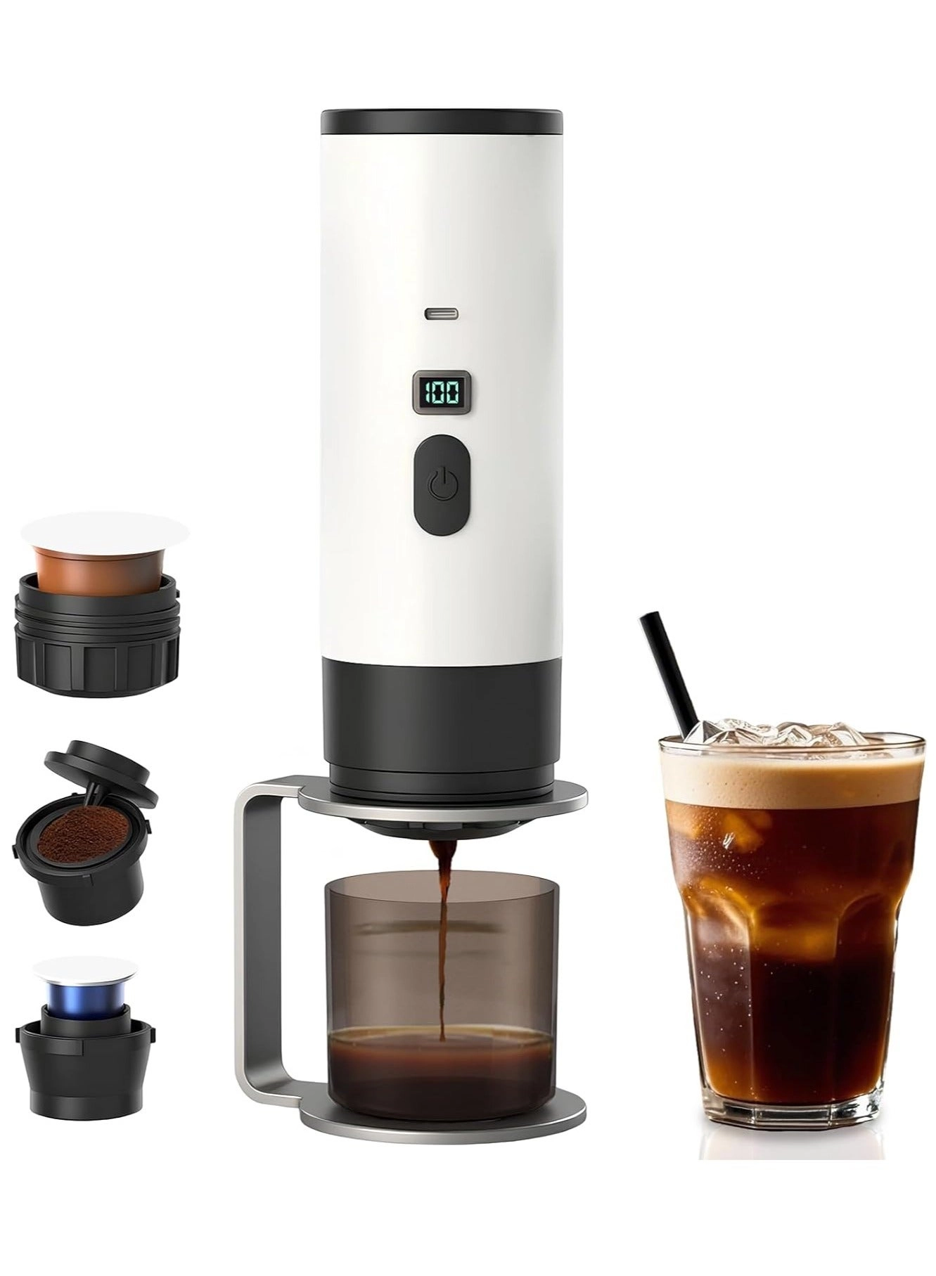 DIGI CORE Portable Electric Espresso Machine - 90 ml ground coffee NS capsules Dolce Gusto pods