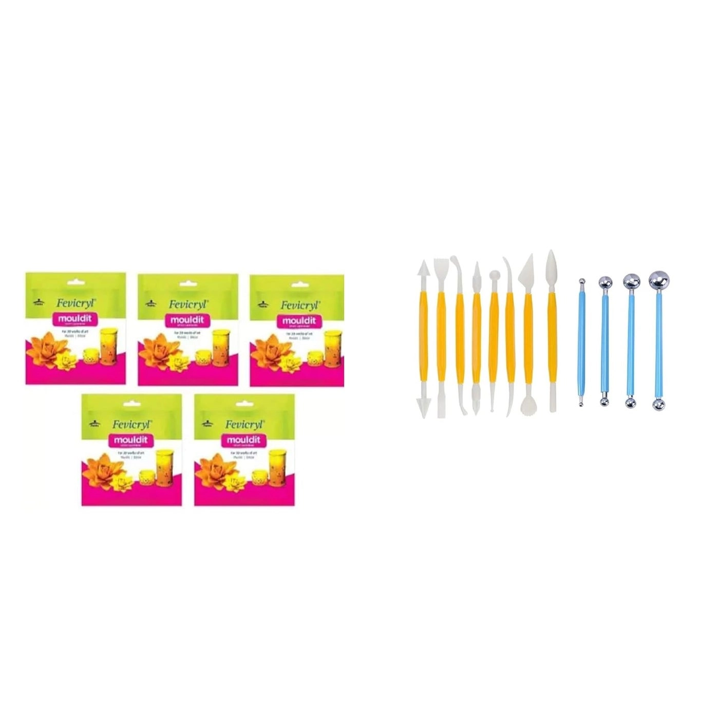 fevicryl Mouldit - Epoxy 5 Pkts of 50gm + Clay Tools