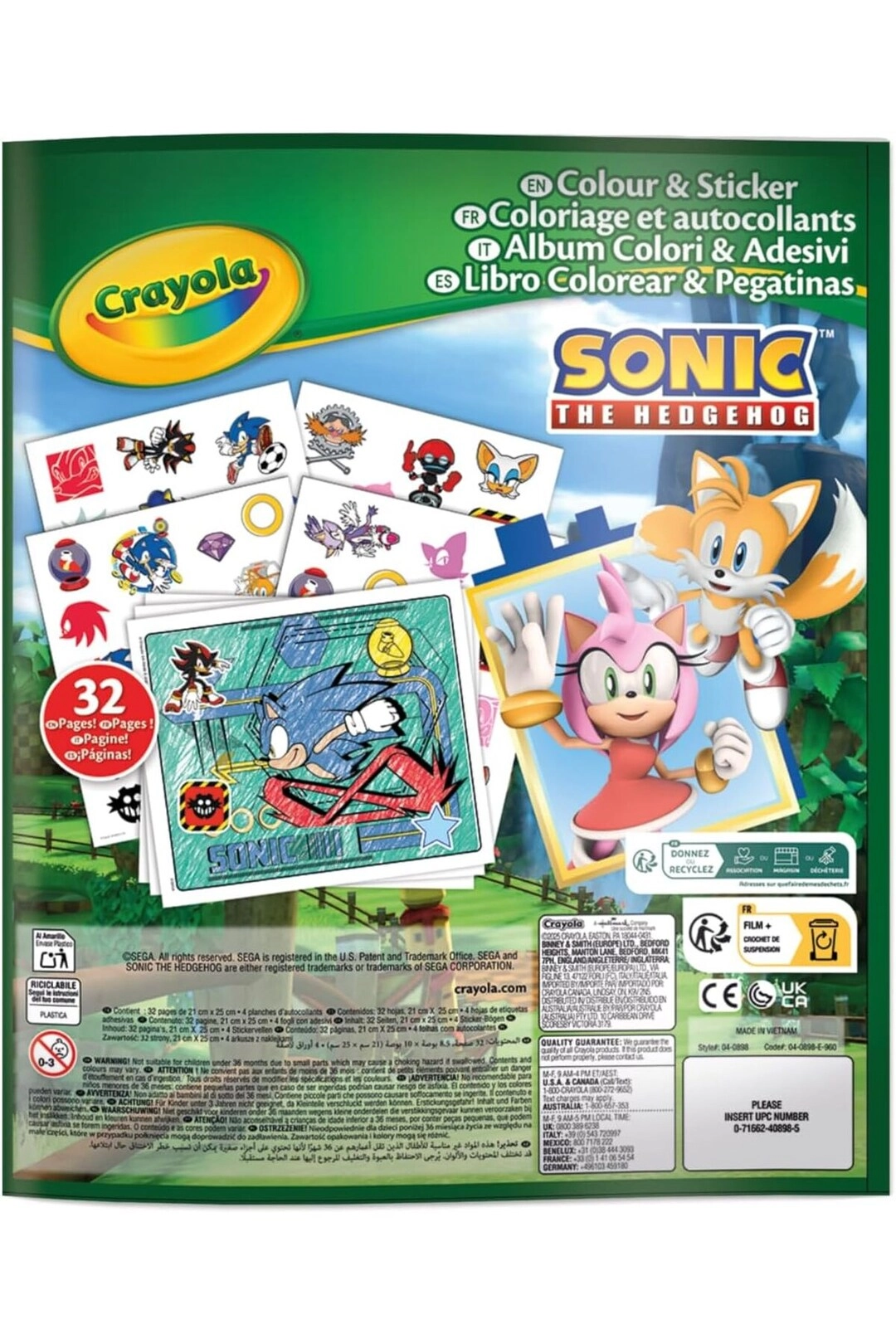 Sonic The Hedgehog Activity Sticker Book 4 pcs