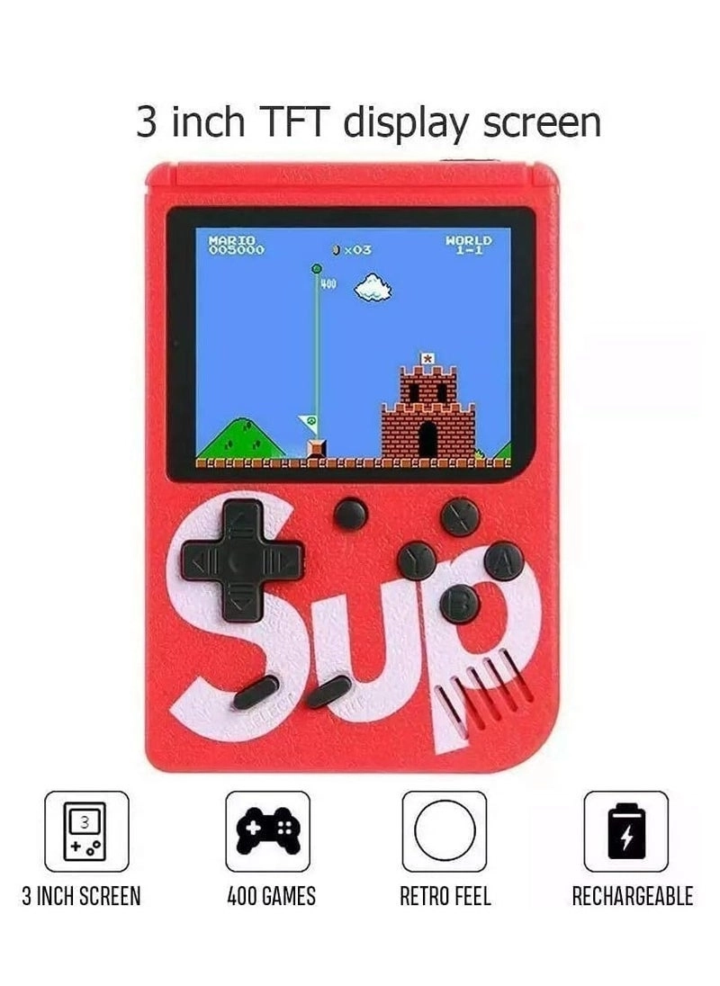 Handheld Game Console - 400 Built-in Games 3-Inch Color Screen Rechargeable Battery