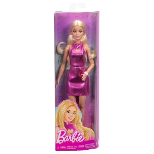 Barbie Fashionistas - Plastic Blond Metallic Pink Minidress Ages 3+