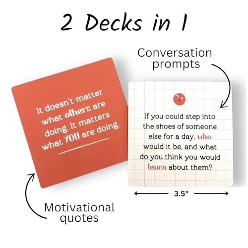Conversation Cards for Teens - Motivational & Reflective 50 Cards Display Stand