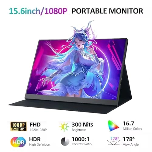 Portable Touch Screen Display - 15.6" Touch Screen 1080P 60Hz 15.6 Inches 1920 x 1080 Pixels