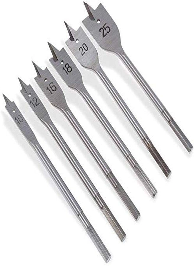 Hex Shank Flat Drill Bit Set - 6 Pieces 10 mm 12 mm 16 mm 18 mm 20 mm 25 mm