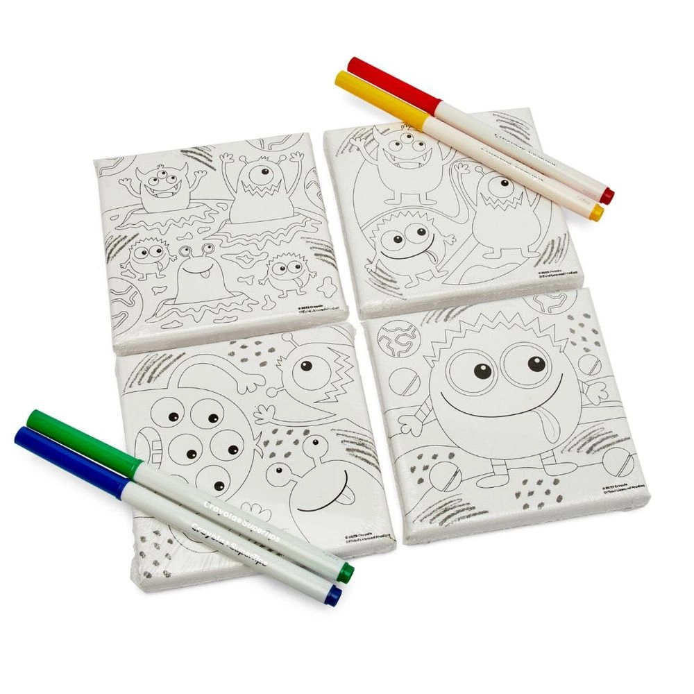 4 Colour in Canvases Art Set - 8 Pieces