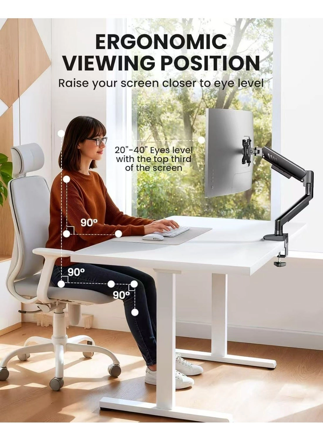 Desktop display single arm bracket - 13-34 inch 75x75/100x100mm