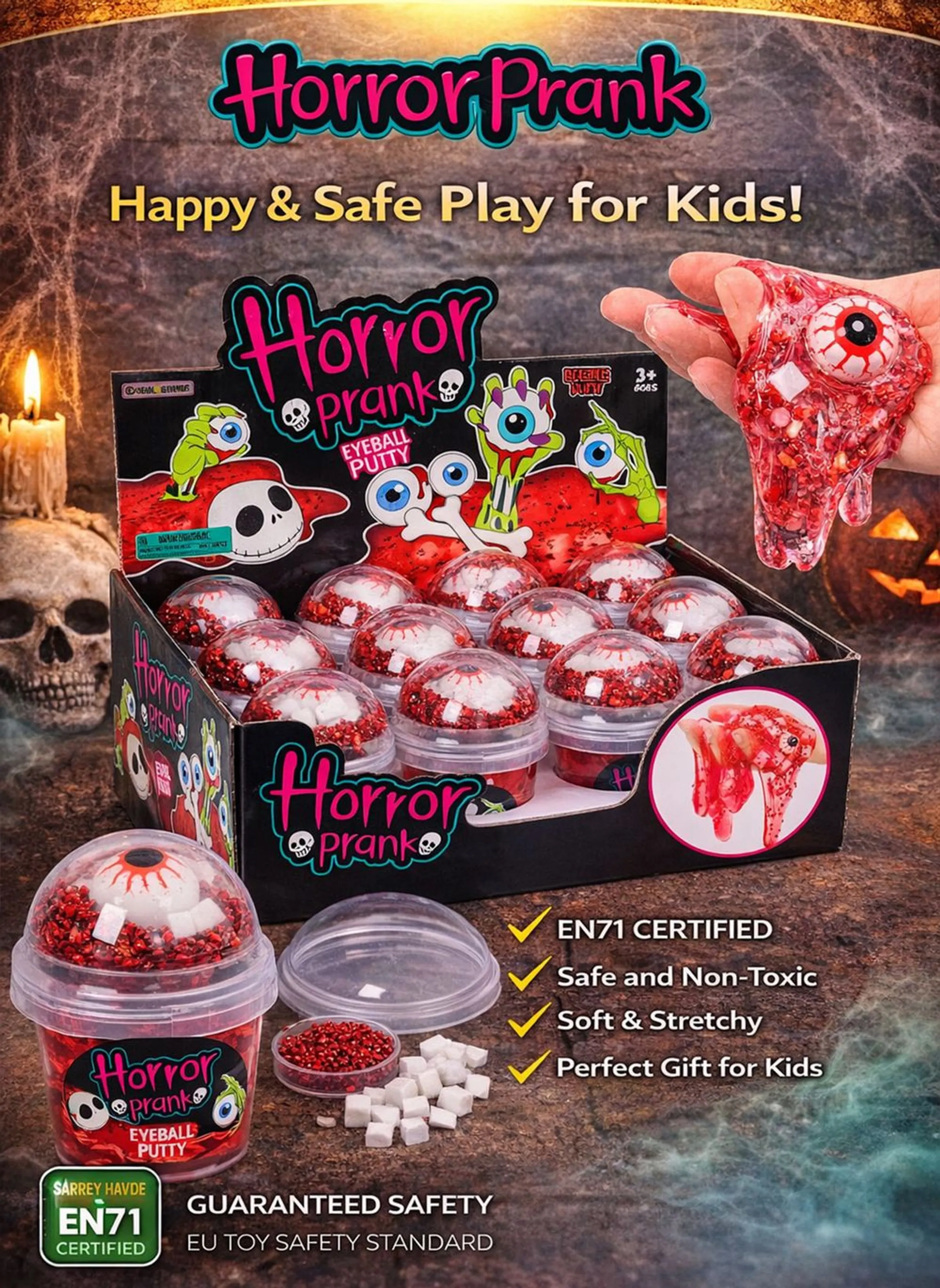 Horror Prank Eyeball Bubble Putty - 3+ years 12 pcs