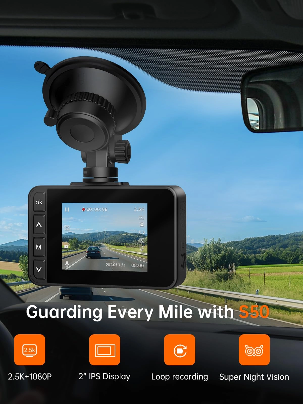 Dash Cam - 2.5K+1080P