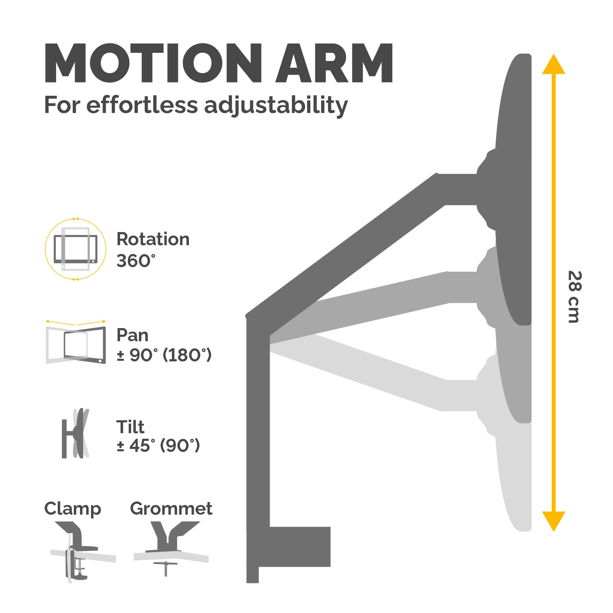 Platinum Series Triple Monitor Arm - 27Inch