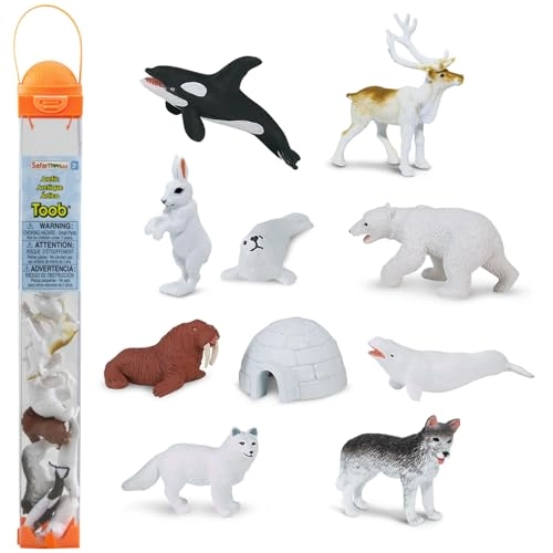 Safari Ltd Harp Seal + Husky + Caribou + Arctic Rabbit + Killer Whale + Walrus + Arctic Fox + Beluga Whale + Igloo + Polar Bear - Arctic - 10 pcs