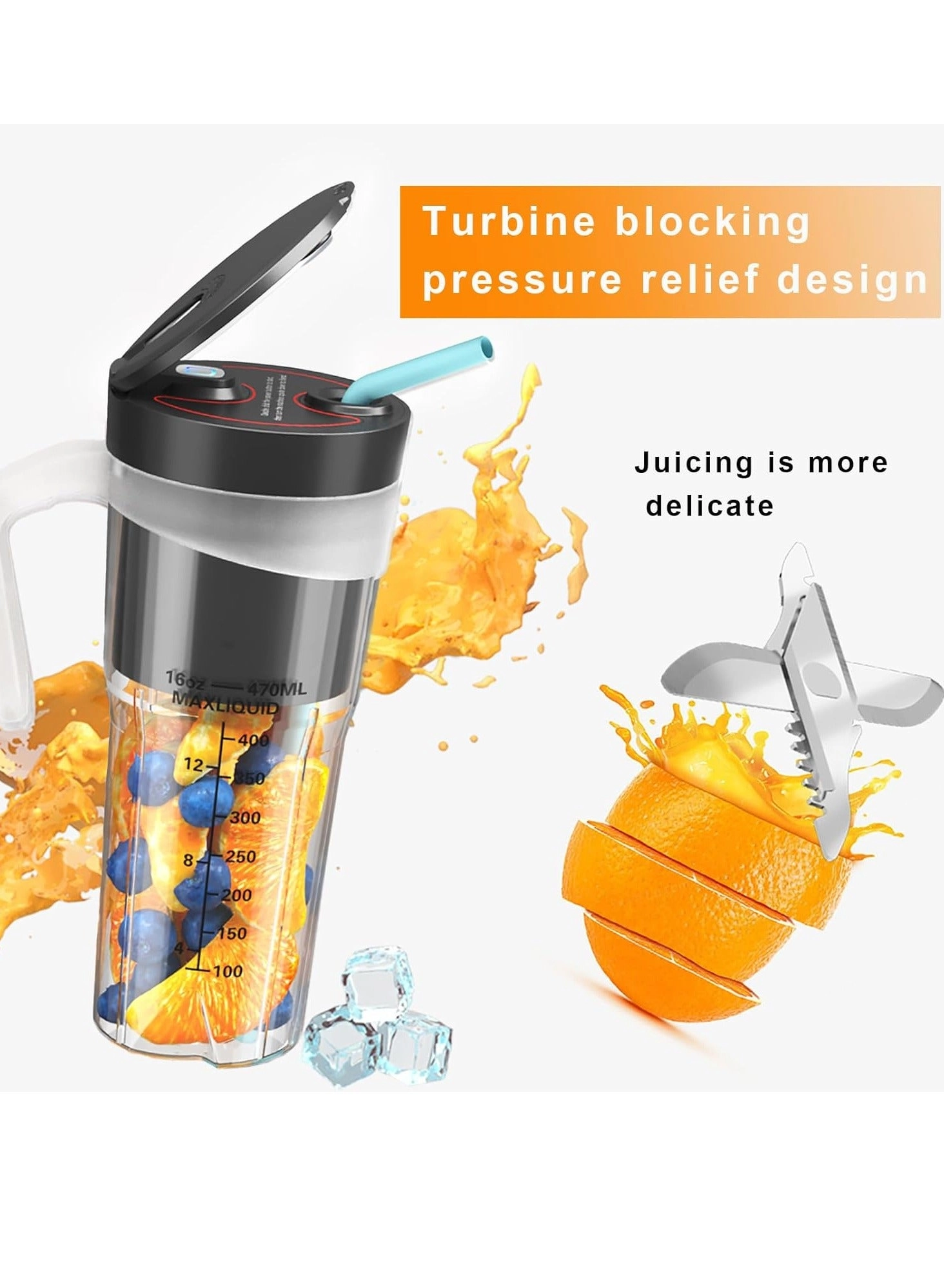 Wireless Portable Personal Blender - USB Rechargeable Waterproof
