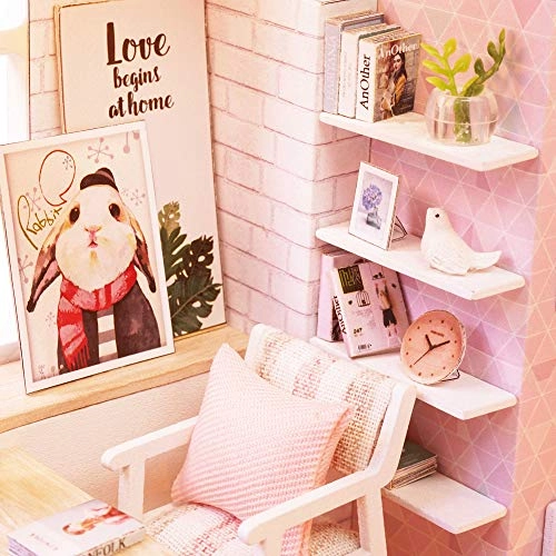 Pinellia Time DIY dollhouse kit - Pink with LED light