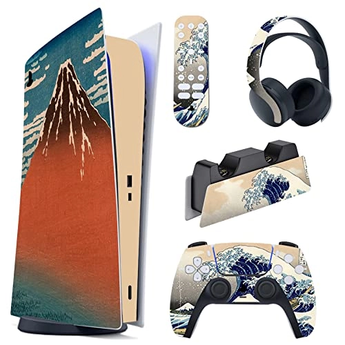 Great Wave Dual Side Full Set Skin Decal - PS5 Digital Edition